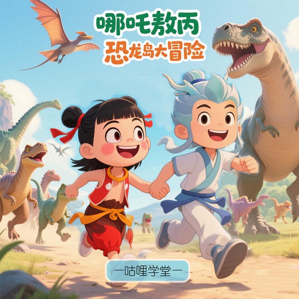 哪吒敖丙恐龙岛大冒险|恐龙故事|儿童睡前故事